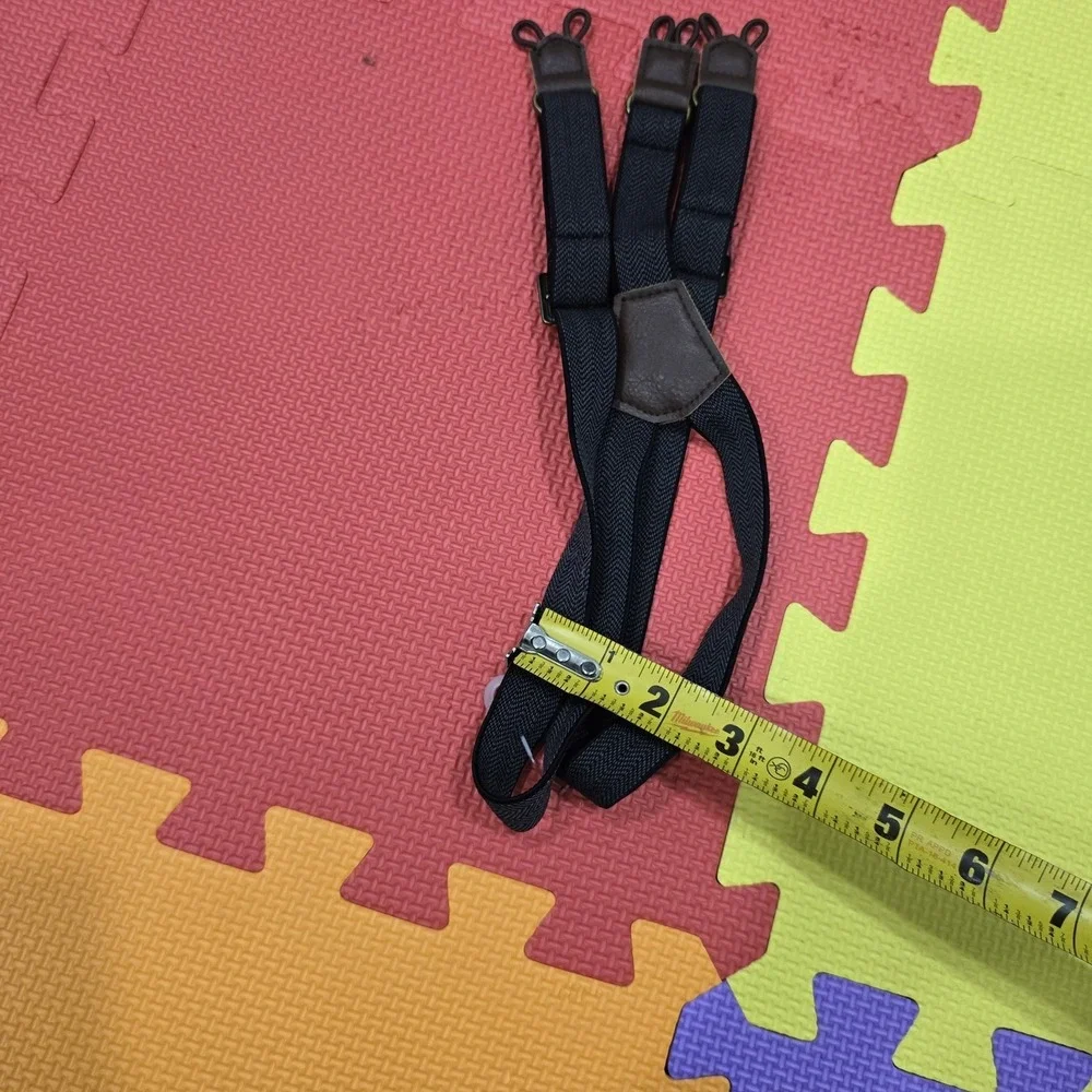 Boys Kids Y-Back Elastic Suspenders Adjustable‎ Braces with Leather Loops Black